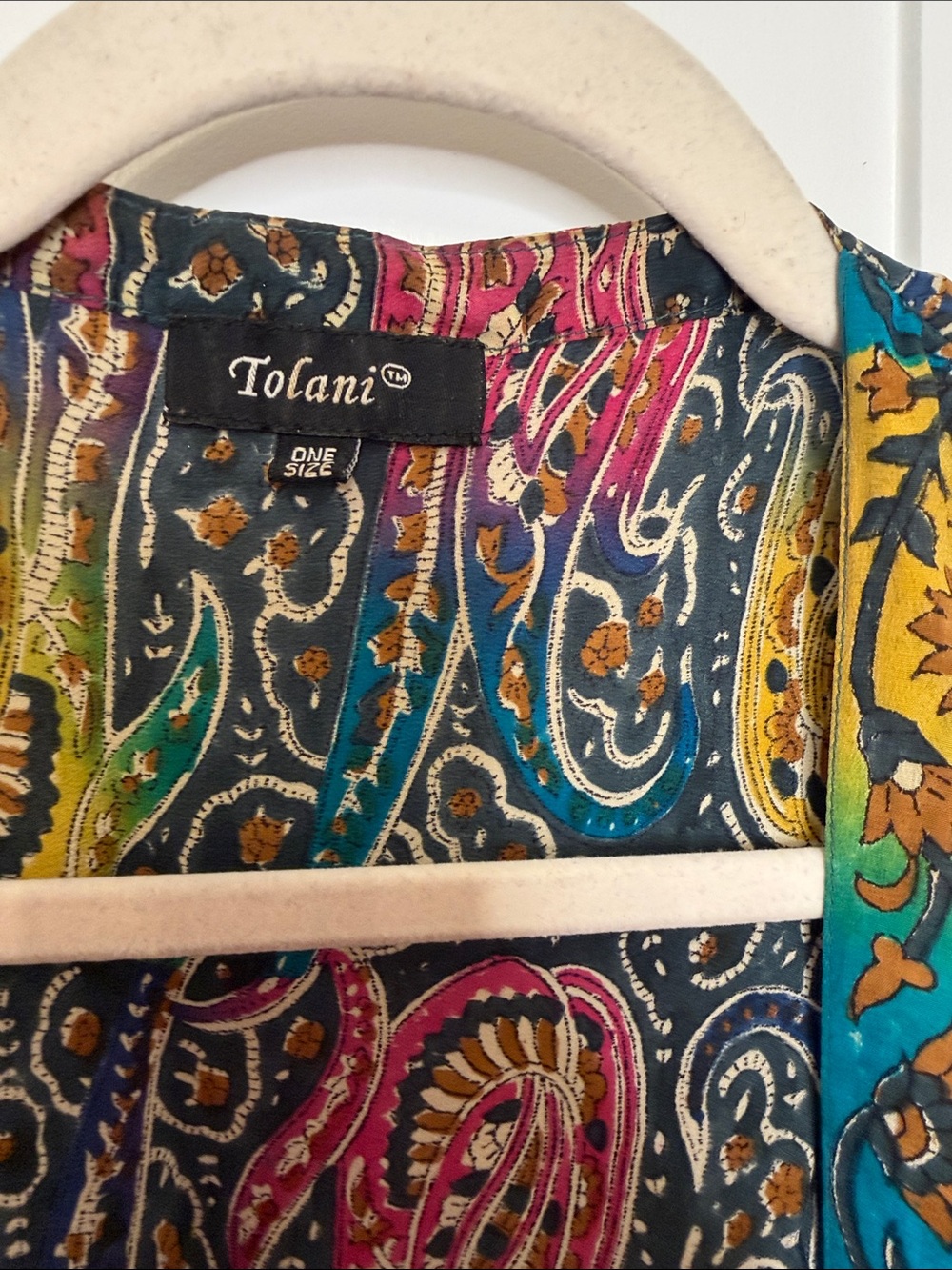 Tolani washable silk Multicolor Paisley Open Kimono - Picture 4 of 5